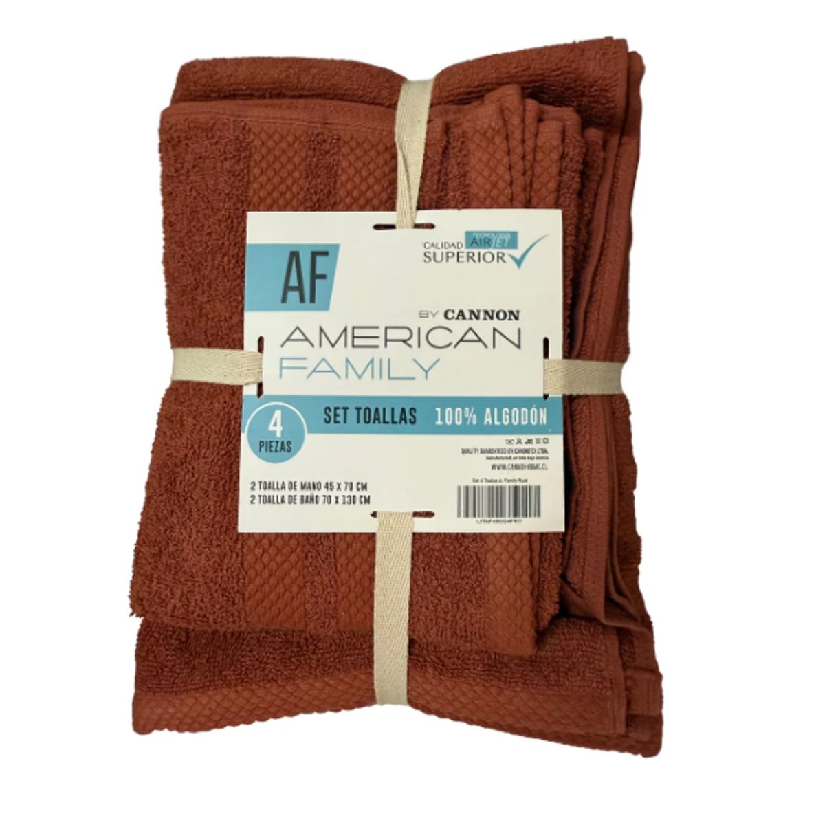 CANNON - Set De Toalla Baño + Mano 4 Piezas De 400g Af By Cannon Rust