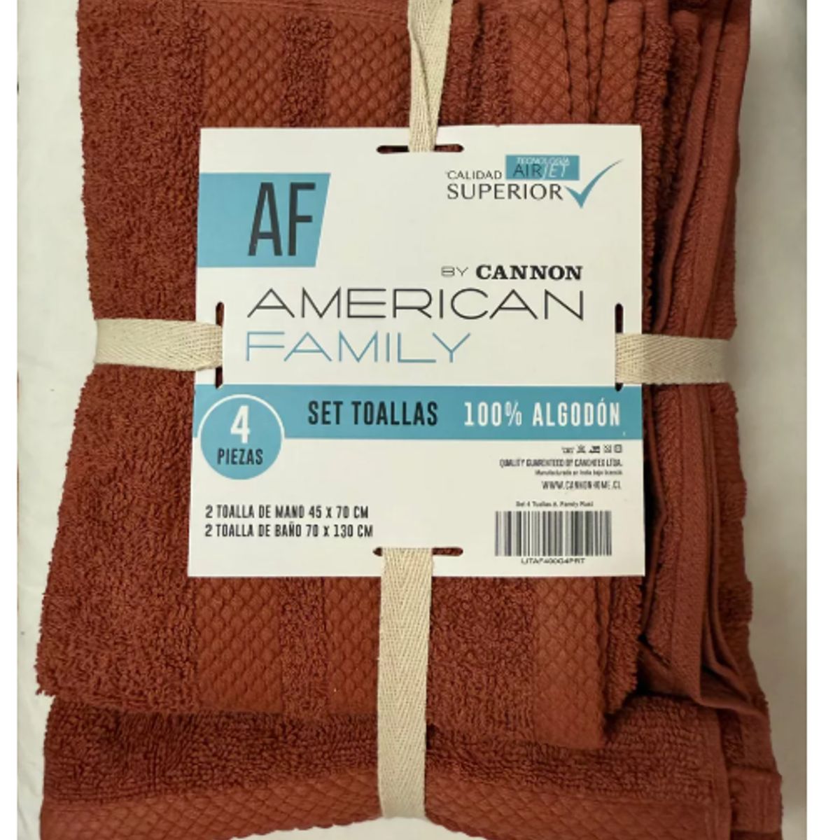 CANNON - Set De Toalla Baño + Mano 4 Piezas De 400g Af By Cannon Rust