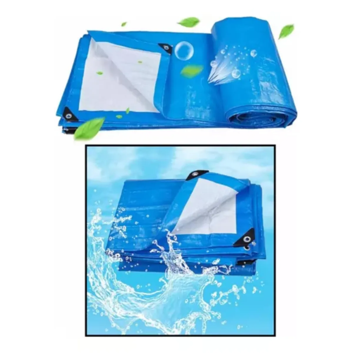 GENERICO - Lona Carpa Multiuso Impermeable Azul Con Ojales 6 X 4 Metros