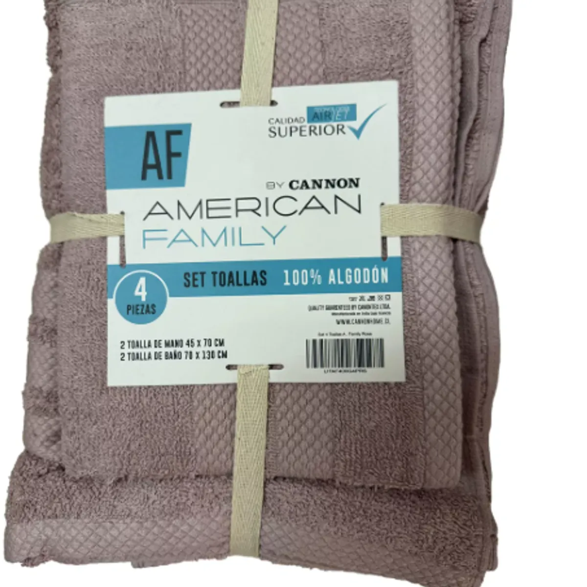 CANNON - Set De Toalla Baño + Mano 4 Piezas De 400g Af By Cannon Rosa