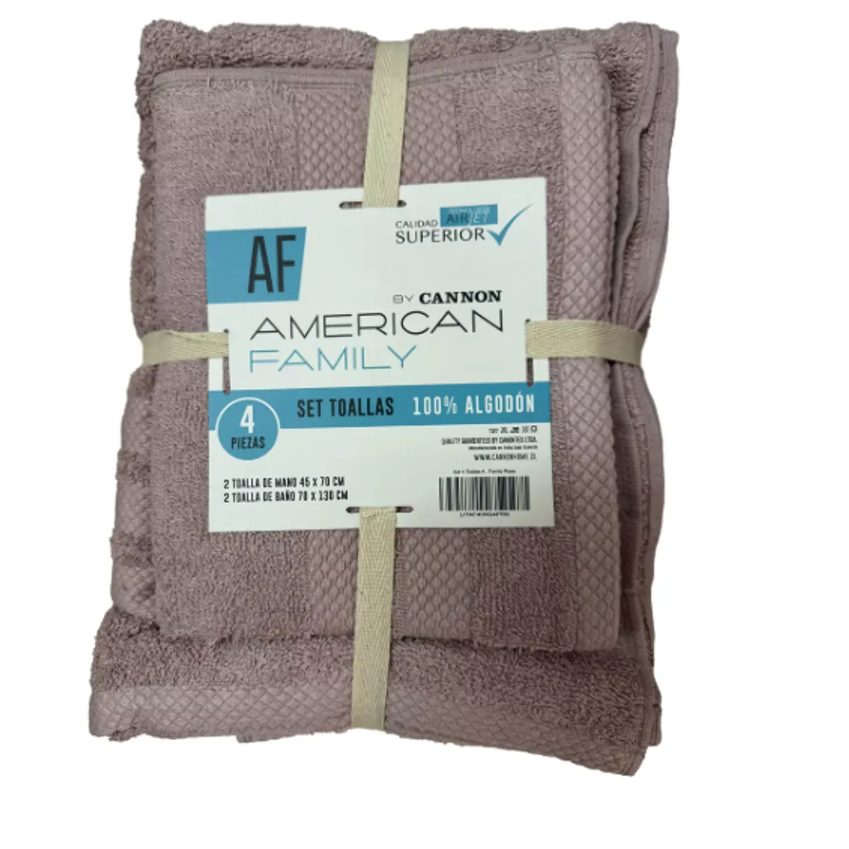 CANNON - Set De Toalla Baño + Mano 4 Piezas De 400g Af By Cannon Rosa