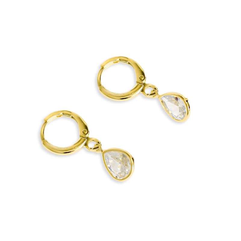 ANDREA COGGIOLA JOYAS - Aros Celia Argolla Gota Circón Enchapado Oro 18K.-