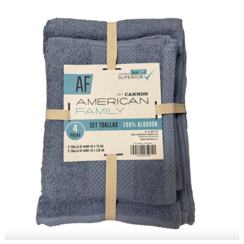 CANNON - Set De Toalla Baño + Mano 4 Piezas De 400g Af By Cannon Denim