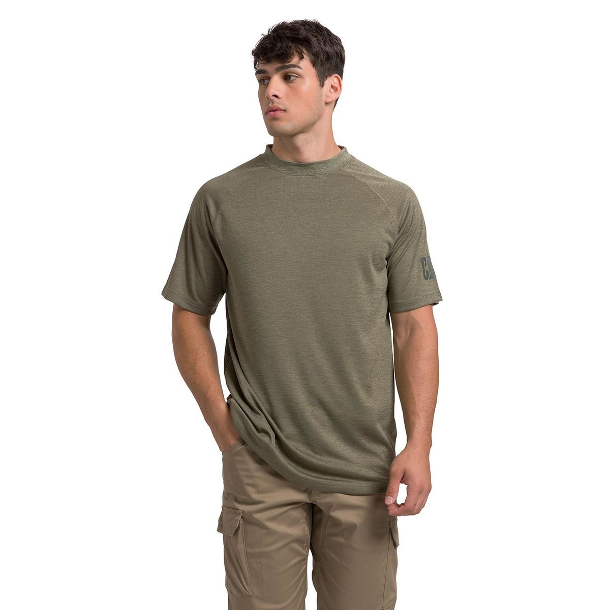 CAT - Polera M/Corta Lightweight Cooling Crw Hombre Verde CAT