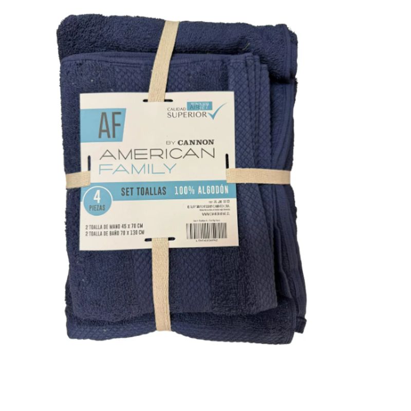 CANNON - Set De Toalla Baño + Mano 4 Piezas De 400g Af By Cannon Azul