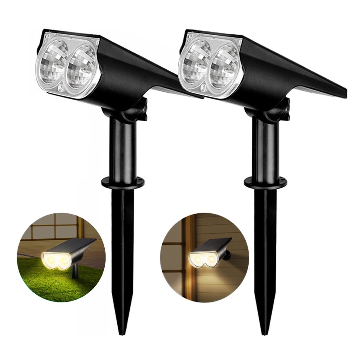 2 Luz Cálida Focos Solares Impermeable Jardín Patio Paisaje, marca GENERICO - Foto Principal