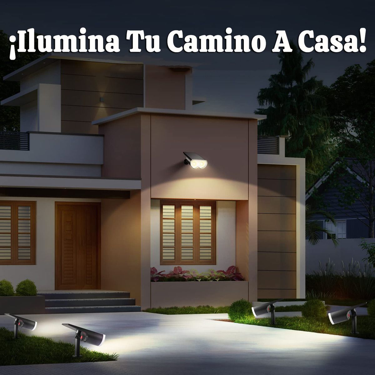 2 Luz Cálida Focos Solares Impermeable Jardín Patio Paisaje, marca GENERICO - Foto 2