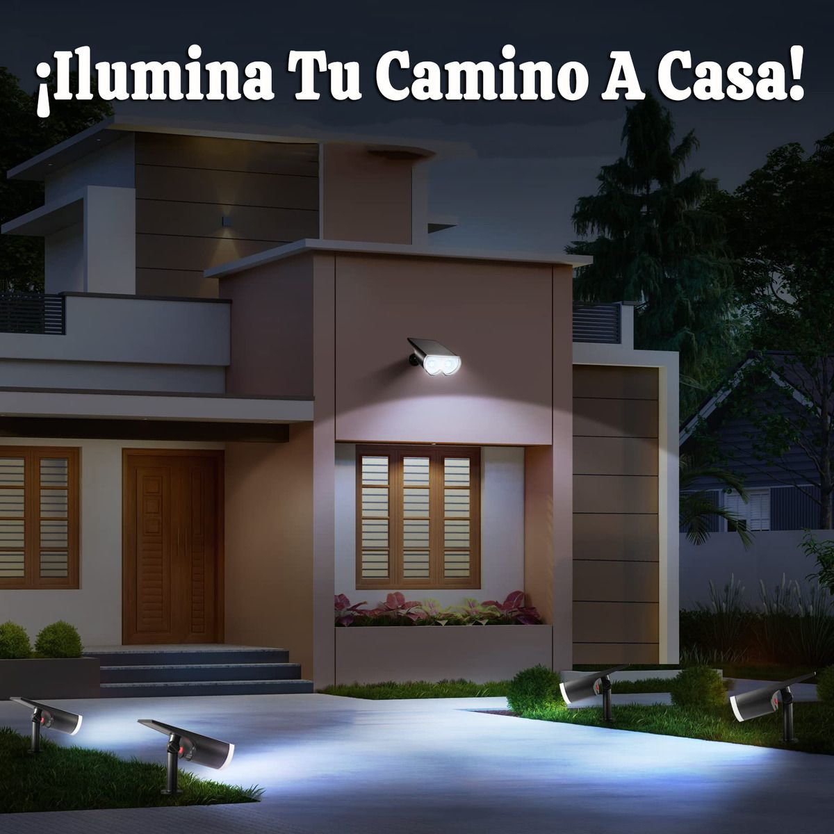 2  Luz Blanca Focos Solares Impermeable Jardín Patio Paisaje, marca GENERICO - Foto 2