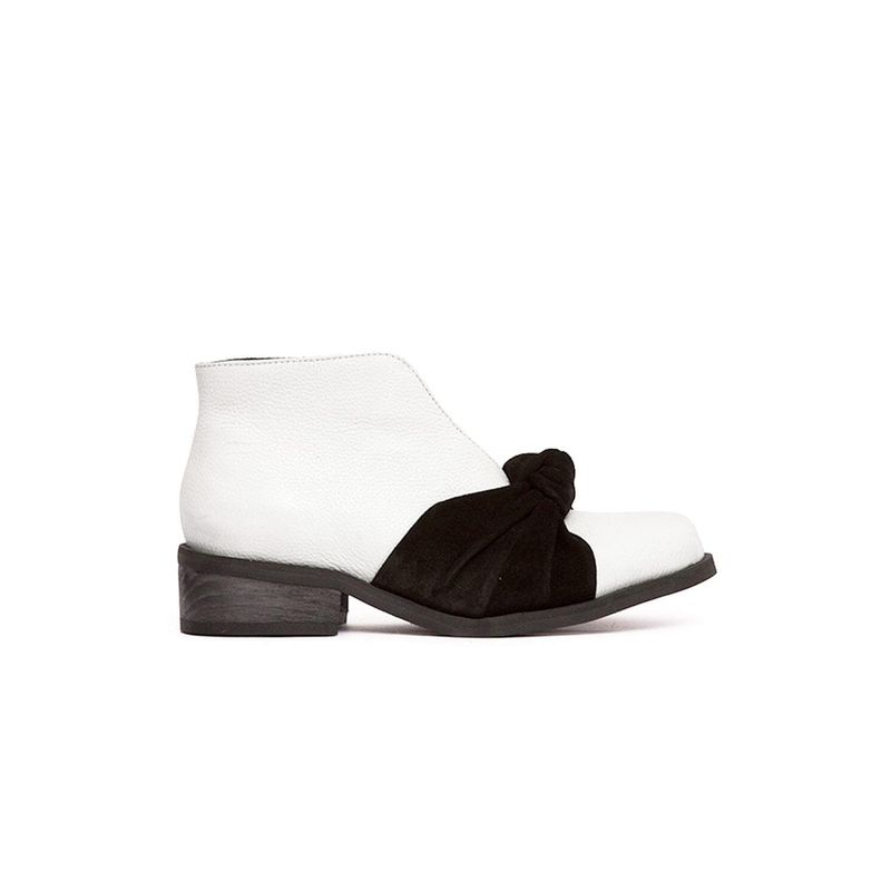 GIANI DAFIRENZE - Botin Mujer De Cuero Florence Blanco Negro C4