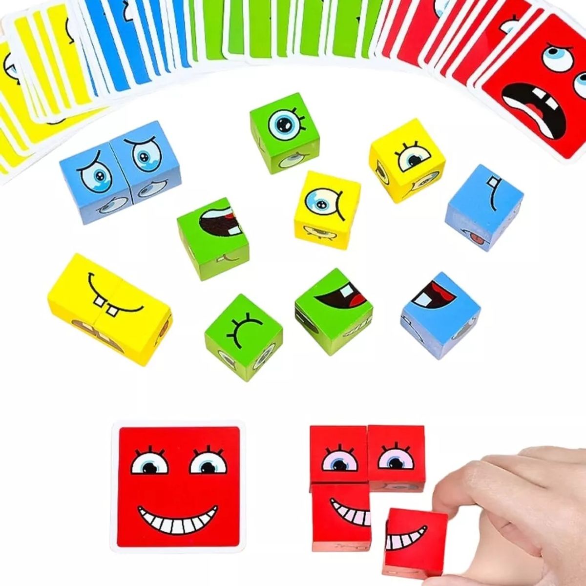 GENERICO - Juego Emoji Didáctico De Expresiones Y Emociones En Madera