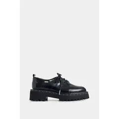 VELEZ - Vélez Zapatos De Cordón Thalia Cuero Mujer Chunky Negro