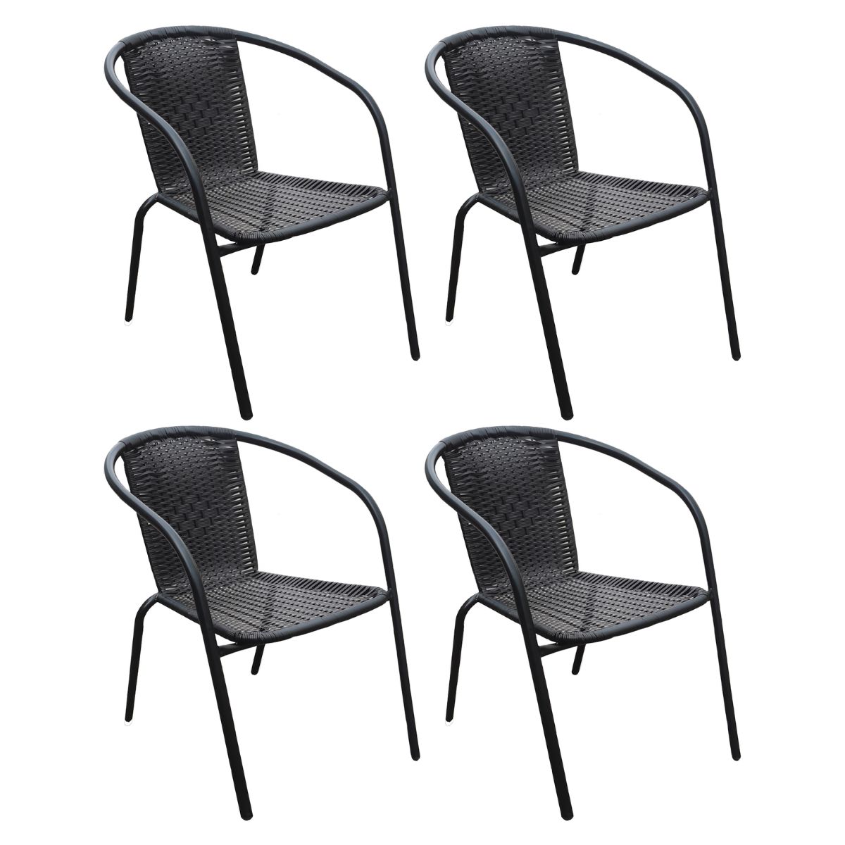 GENERICO - Silla ratan negra Bighouse 4 unidades Mimbral