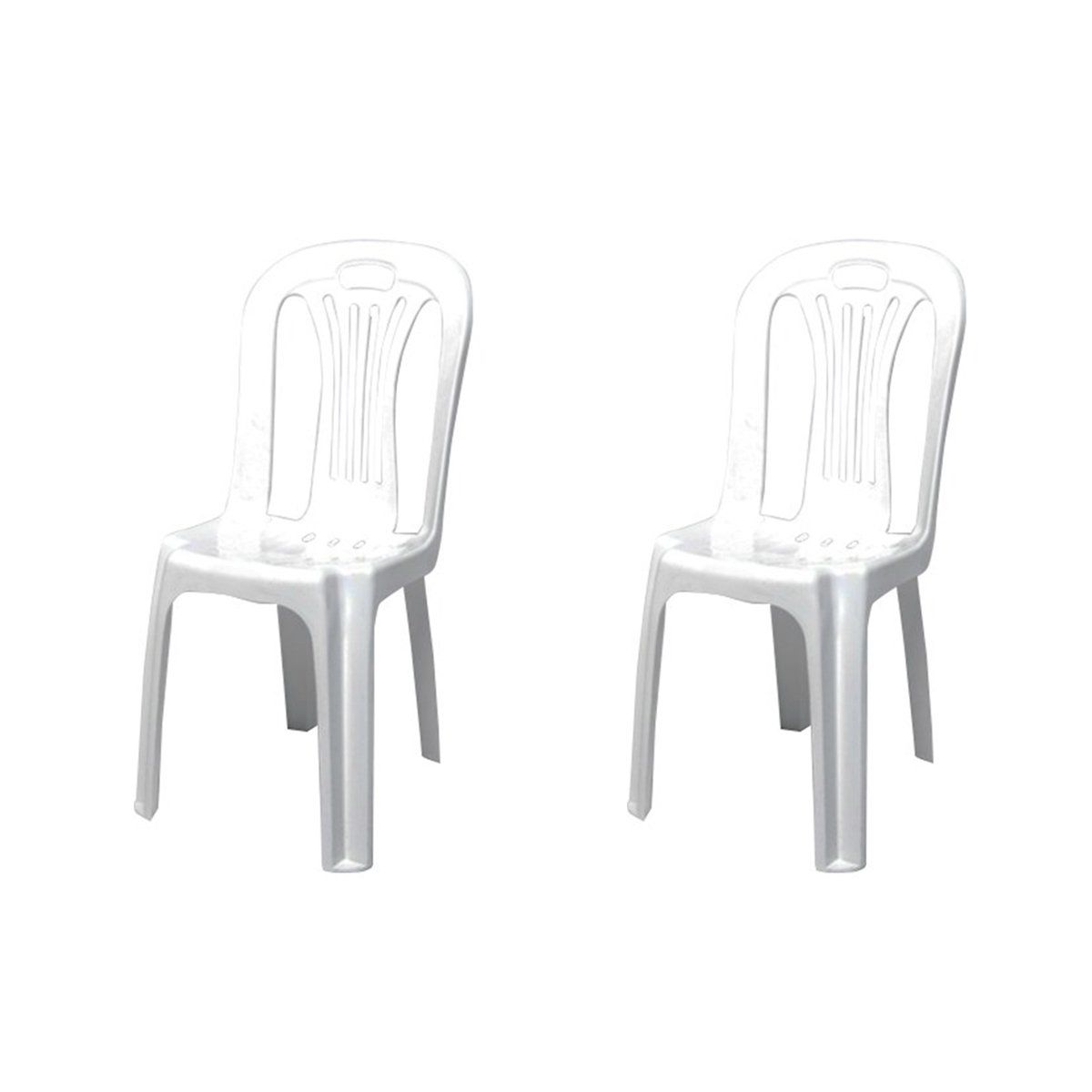 GENERICO - Silla plástica Blanca 2 unidades 40x37x87 Bighouse