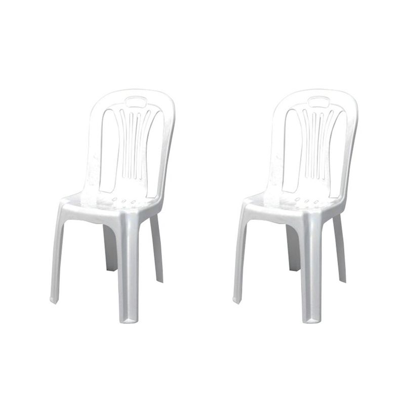 GENERICO - Silla plástica Blanca 2 unidades 40x37x87 Bighouse