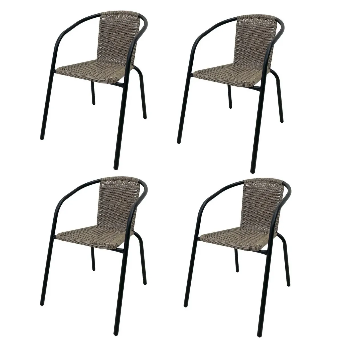 GENERICO - Pack 4 unidades Silla de terraza ratán café oscuro BigHouse