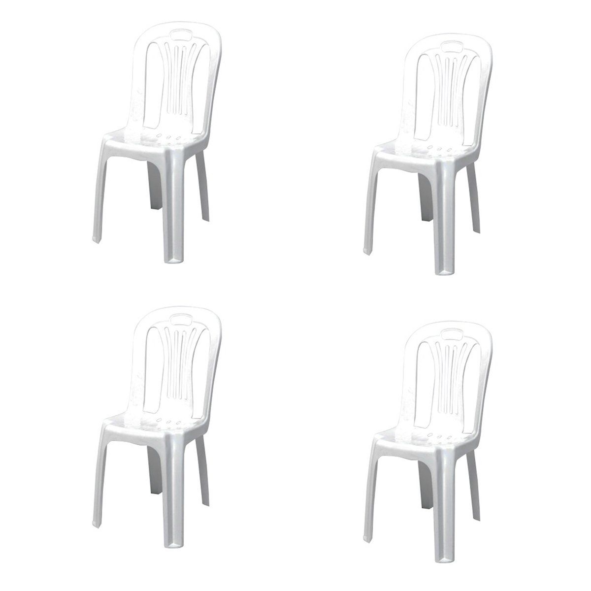 GENERICO - Silla Plastica Blanca Pack 4 unidades 40x37x87 Bighouse