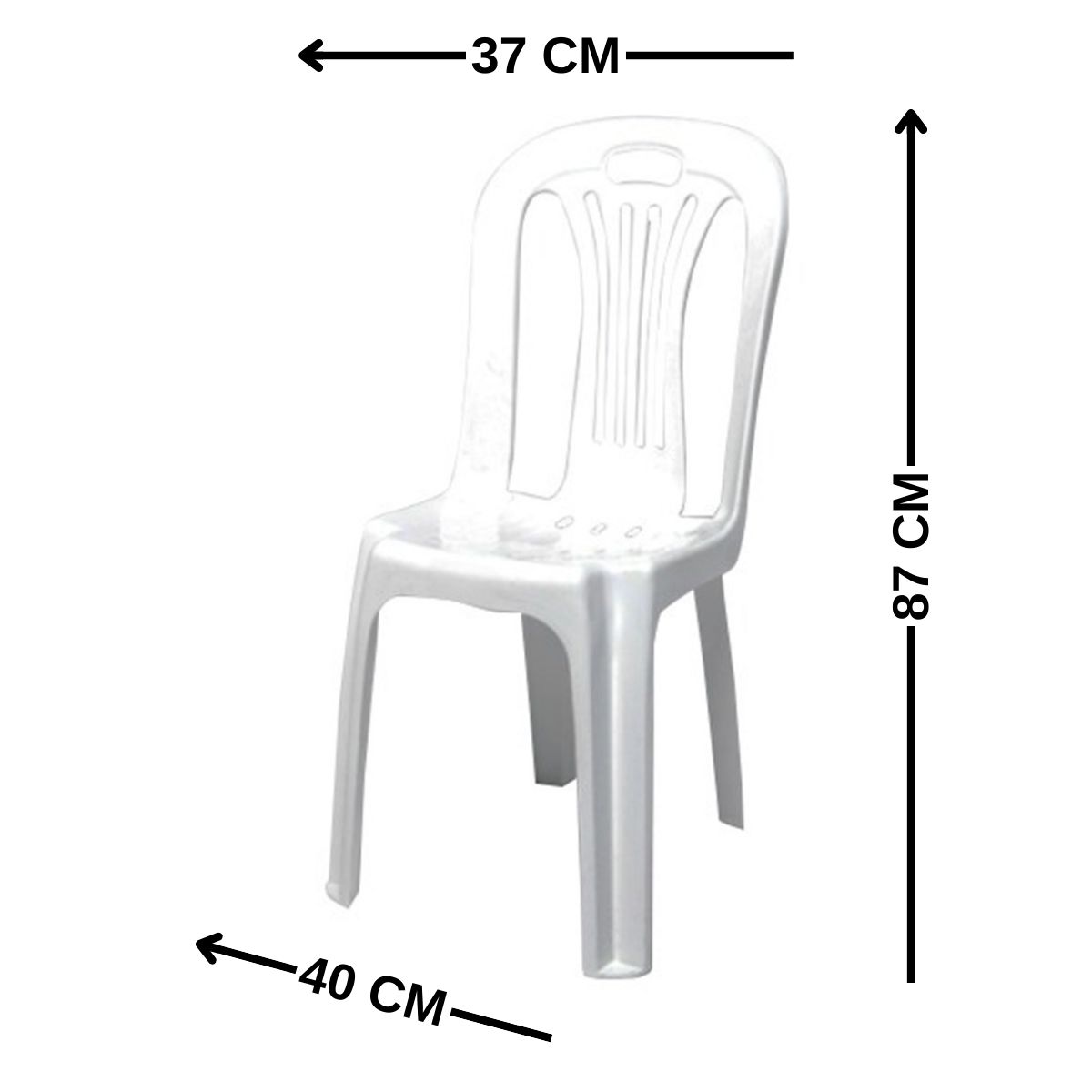 GENERICO - Silla Plastica Blanca Pack 4 unidades 40x37x87 Bighouse
