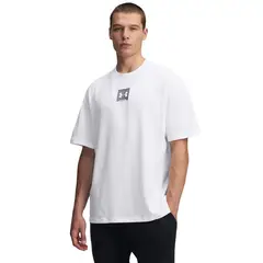 UNDER ARMOUR - Polera Manga Corta Oversized Hombre Blanco