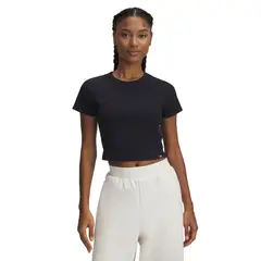 UNDER ARMOUR - Polera Manga Corta Rival Rib Mujer Negro