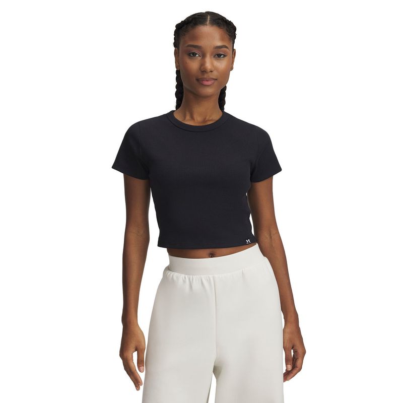 UNDER ARMOUR - Polera Manga Corta Rival Rib Mujer Negro UNDER ARMOUR