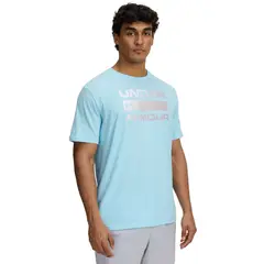 UNDER ARMOUR - Polera Manga Corta Wordmark Hombre Azul