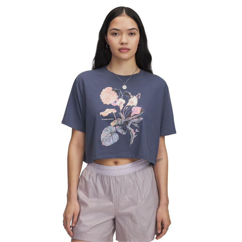 UNDER ARMOUR - Polera Manga Corta Mujer Floral Mujer Gris UNDER ARMOUR