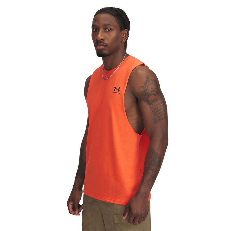 UNDER ARMOUR - Polera Sin Mangas Leftchest Hombre Naranja UNDER ARMOUR.-
