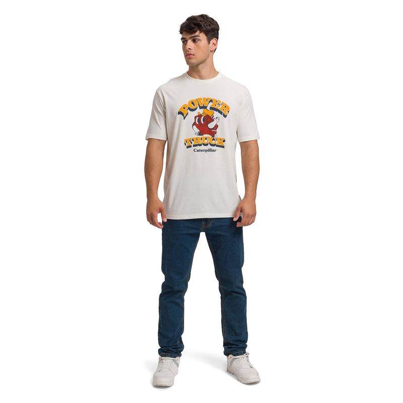 CAT - Polera Retro Danny Diesel Graphic 1 Hombre Blanca CAT