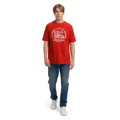 CAT - Polera Retro Danny Diesel Graphic 2 Hombre Roja