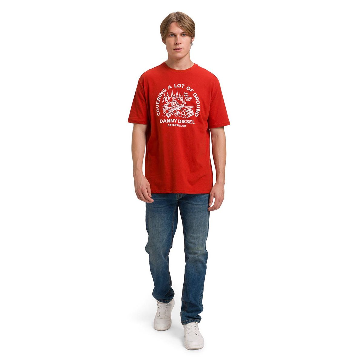 CAT - Polera Retro Danny Diesel Graphic 2 Hombre Roja CAT