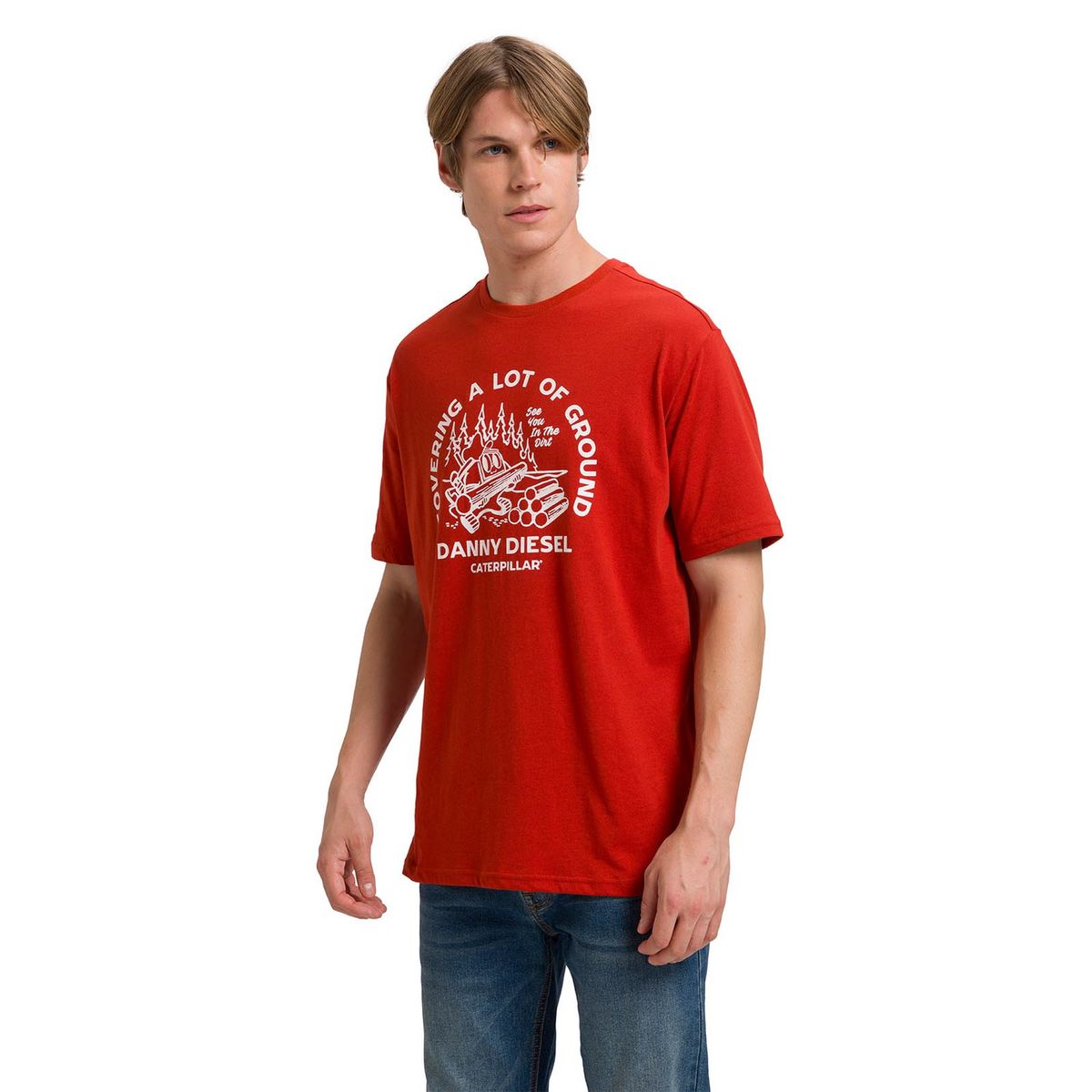 CAT - Polera Retro Danny Diesel Graphic 2 Hombre Roja CAT
