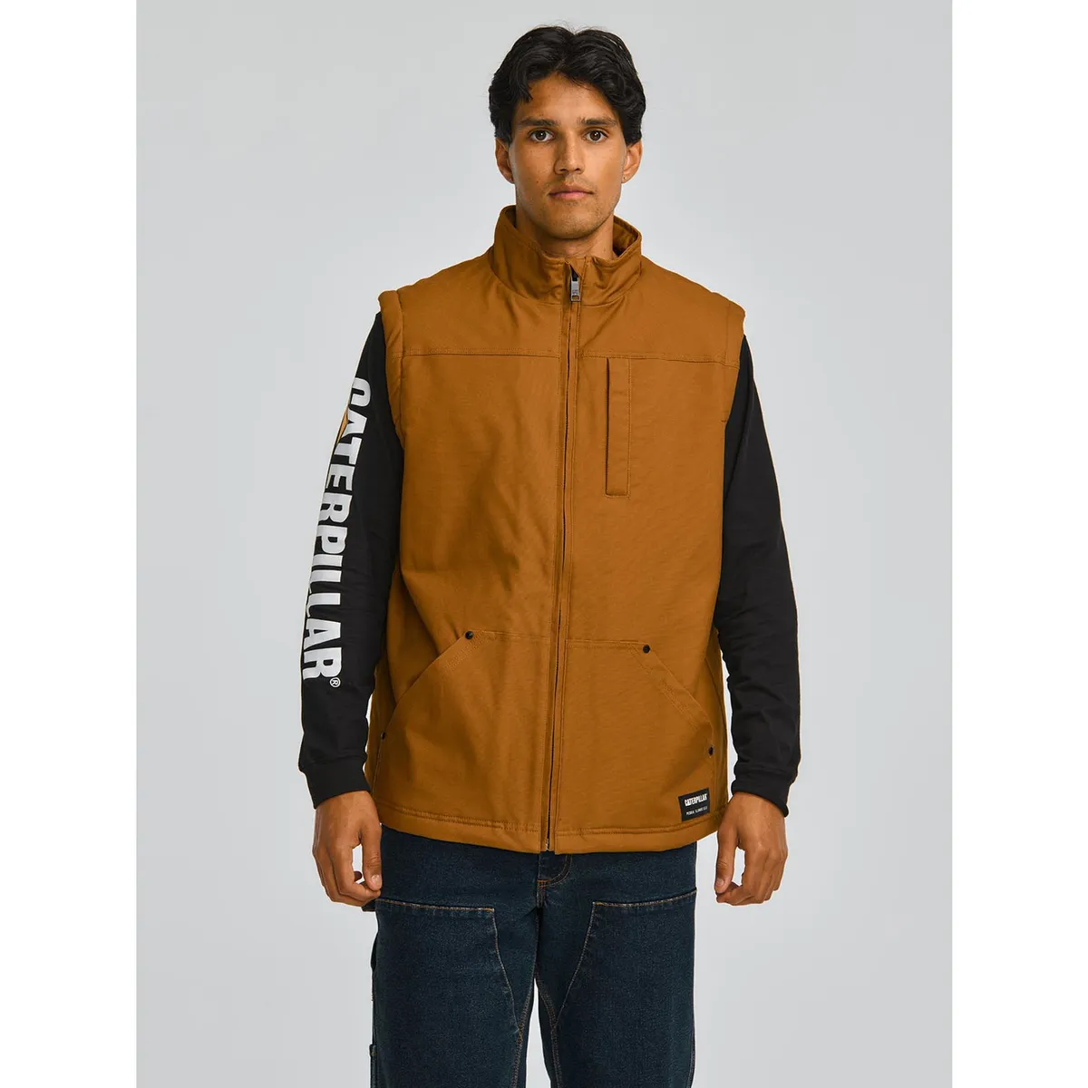 CAT - Chaqueta Sin Mangas Sherpa Lined Hombre Café CAT
