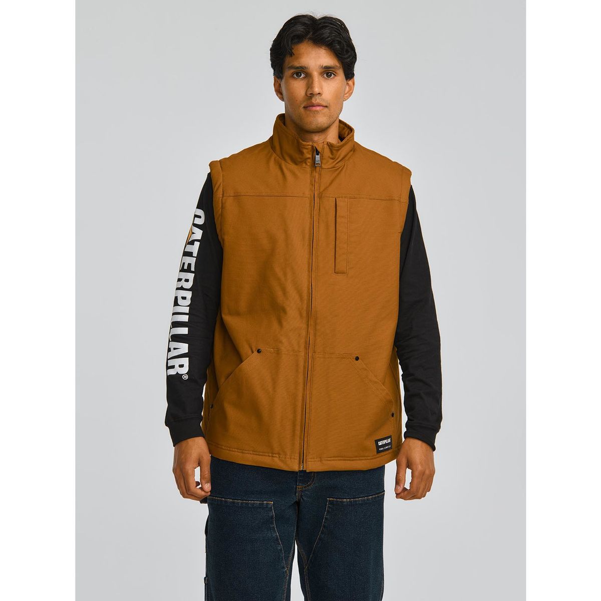 CAT - Chaqueta Sin Mangas Sherpa Lined Hombre Café CAT