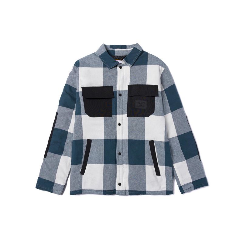 CAT - Chaqueta Flannel Snap Front Hombre Azul Petróleo CAT