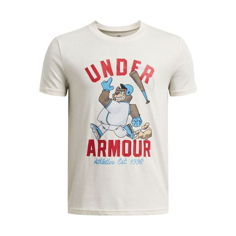 UNDER ARMOUR - Polera manga corta baseball bear café niño UNDER ARMOUR