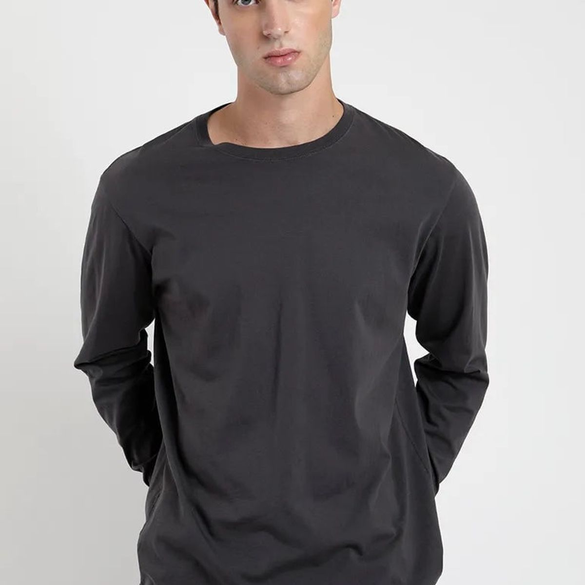 FROENS - Polera manga larga hombre Back text grafito - Algodón orgánico Froens