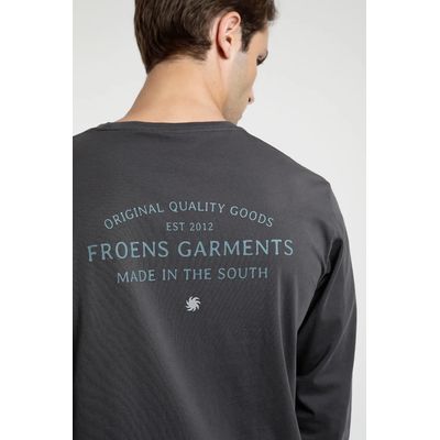 Imagen 2 del producto Polera manga larga hombre Back text grafito - Algodón orgánico