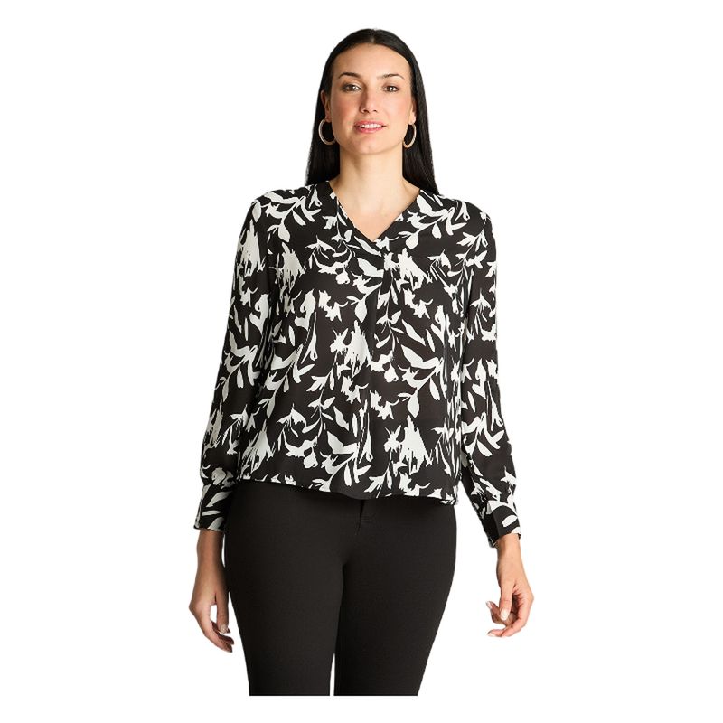 LORENZO DI PONTTI - Blusa Manga Larga Escote V Negro