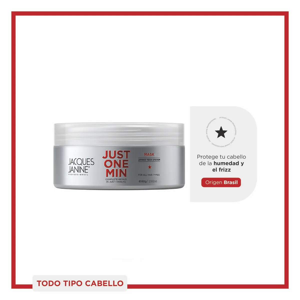JACQUES JANINE - Mascarilla Pelo Antifrizz y Brillo Just One Minute Jacques Janine 80g