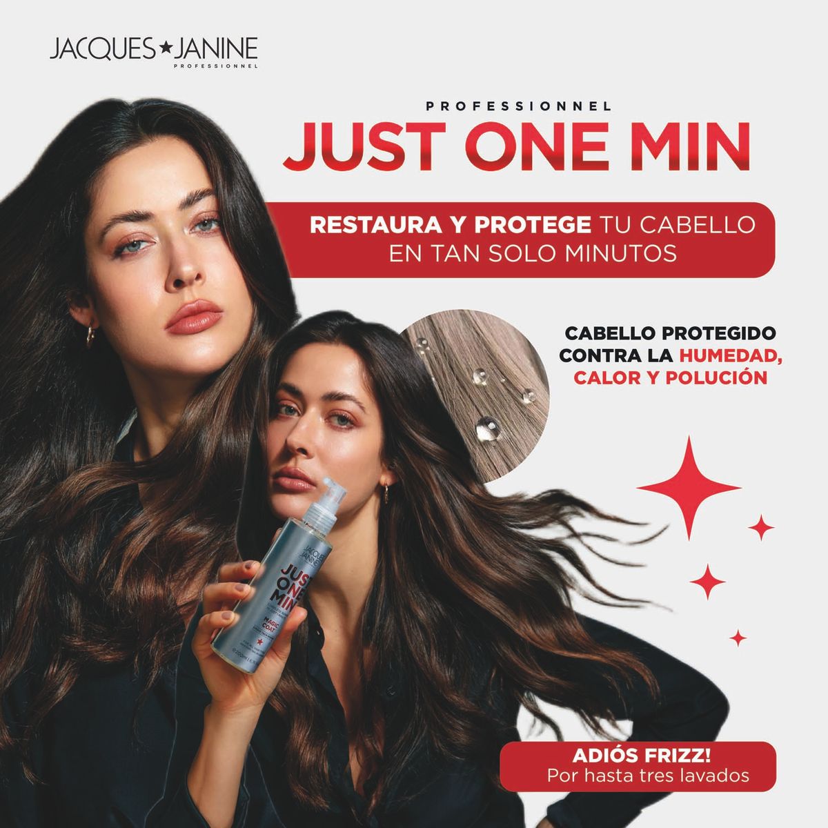 JACQUES JANINE - Mascarilla Pelo Antifrizz y Brillo Just One Minute Jacques Janine 80g