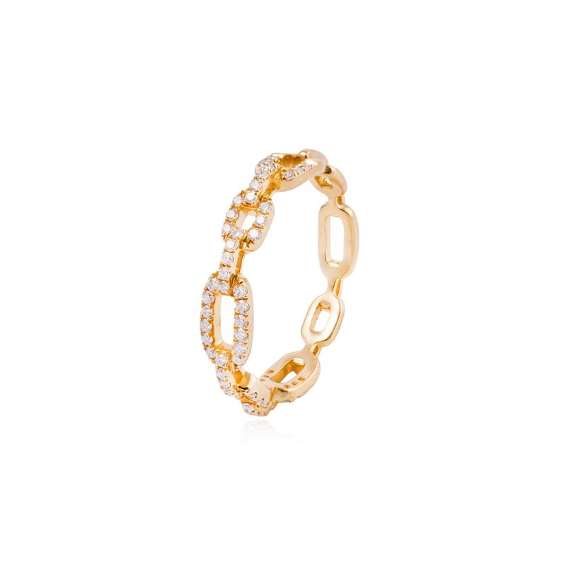 JB JOYAS BARON - Anillo Compromiso de Oro de 18kt Eslabones sin fin 28pts de diamante