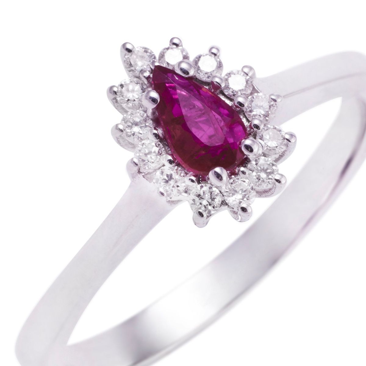 JB JOYAS BARON - Anillo Compromiso de Oro de 18kt Solitario Rubí 39pts de diamante