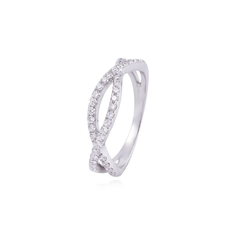 JB JOYAS BARON - Anillo Compromiso de Oro de 18kt Eslabones 41 puntos de diamante
