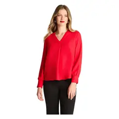 LORENZO DI PONTTI - Blusa Manga Larga Escote V Rojo
