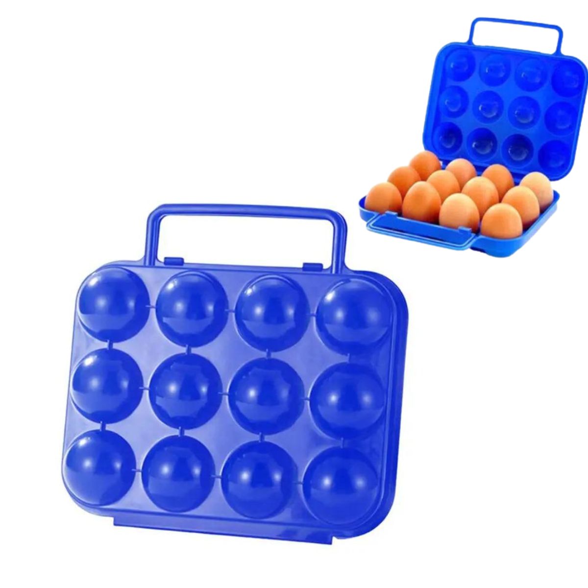 GENERICO - Porta Huevos Portátil Capacidad 12 Unidades /camping Picnic Azul