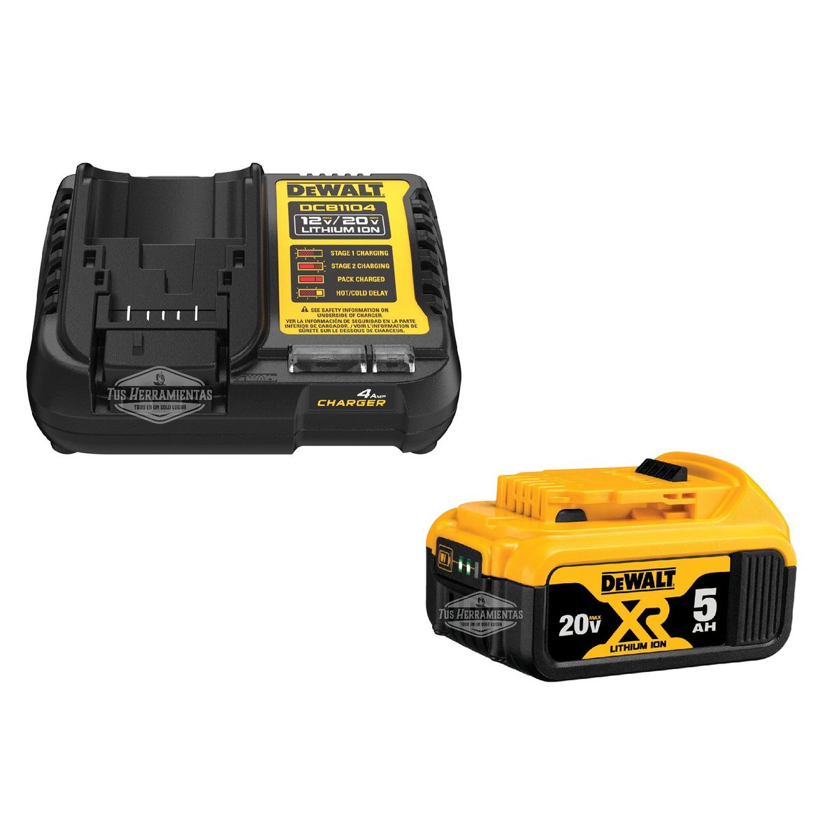 DEWALT - Kit Cargador Rápido Dcb115 / Batería Xr 20v 5ah Dewalt