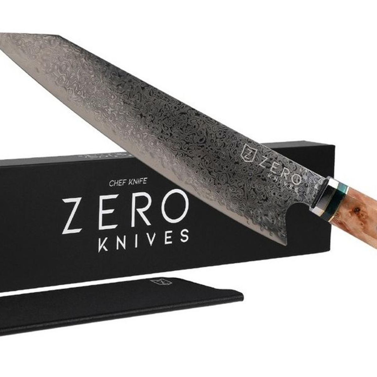 ZERO KNIVES - Cuchillo Kiritsuke 82 - Zero Knives - Epoxy Damascus - Blanco