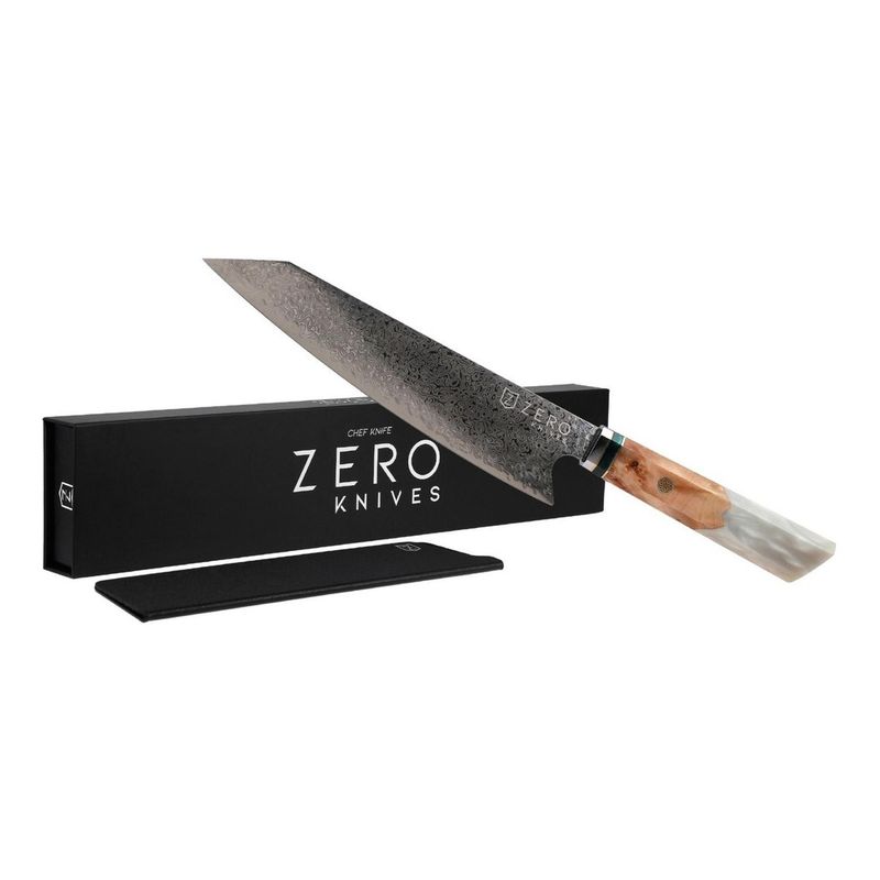 ZERO KNIVES - Cuchillo Kiritsuke 82 - Zero Knives - Epoxy Damascus - Blanco