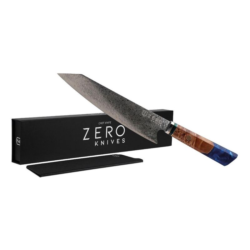 ZERO KNIVES - Cuchillo Kiritsuke 82 - Zero Knives - Epoxy Damascus - Azul