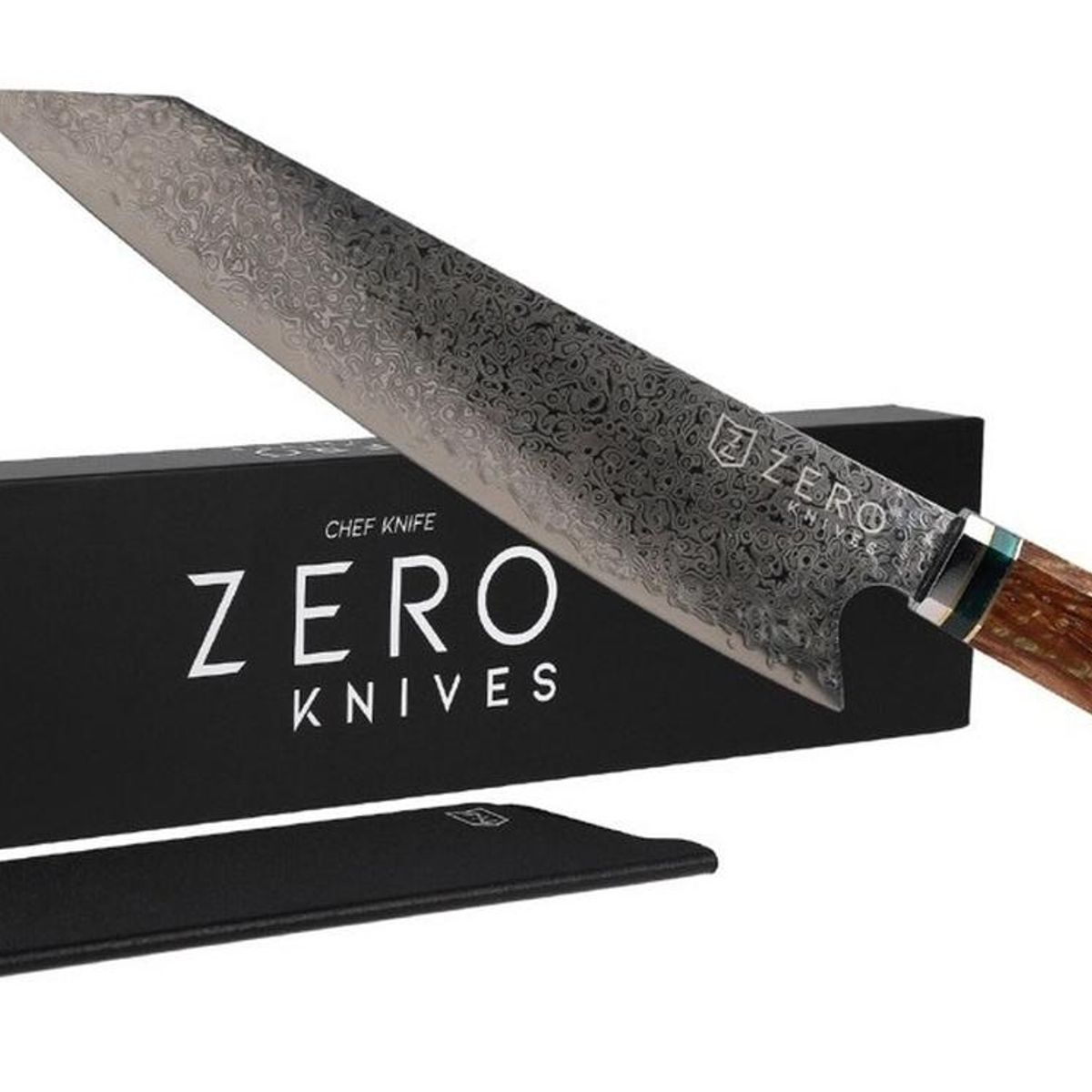 ZERO KNIVES - Cuchillo Kiritsuke 82 - Zero Knives - Epoxy Damascus - Verde
